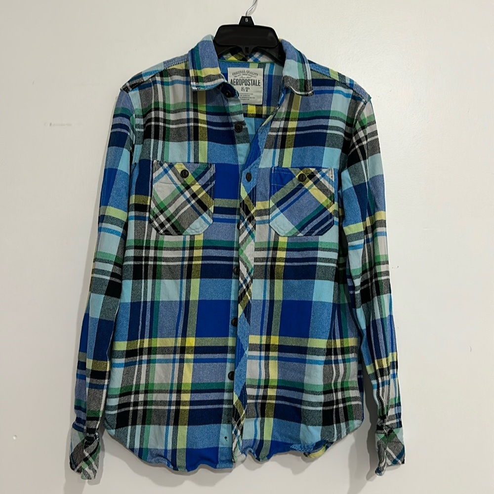 Aeropostale flannel blue/yellow Small